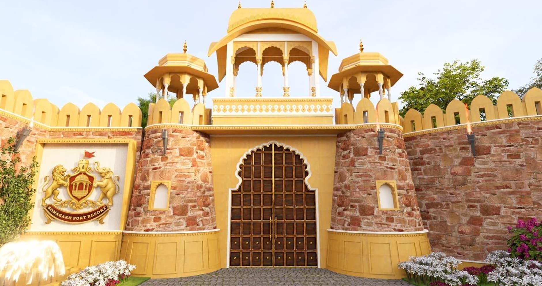 Sonagarh Fort Resort — Grand Main Entrance Gate with Rajasthani fort architecture