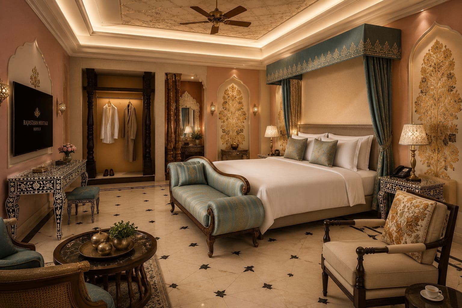 Sonagarh Fort Resort — Royal luxury suite interior with Rajasthani heritage décor